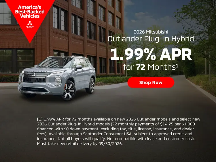2026 Mitsubishi Outlander Plug-in Hybrid — 1.99% APR for 72 months